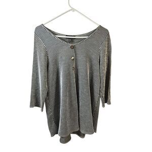 Star Vixen striped top 1x black white tunic shirt new